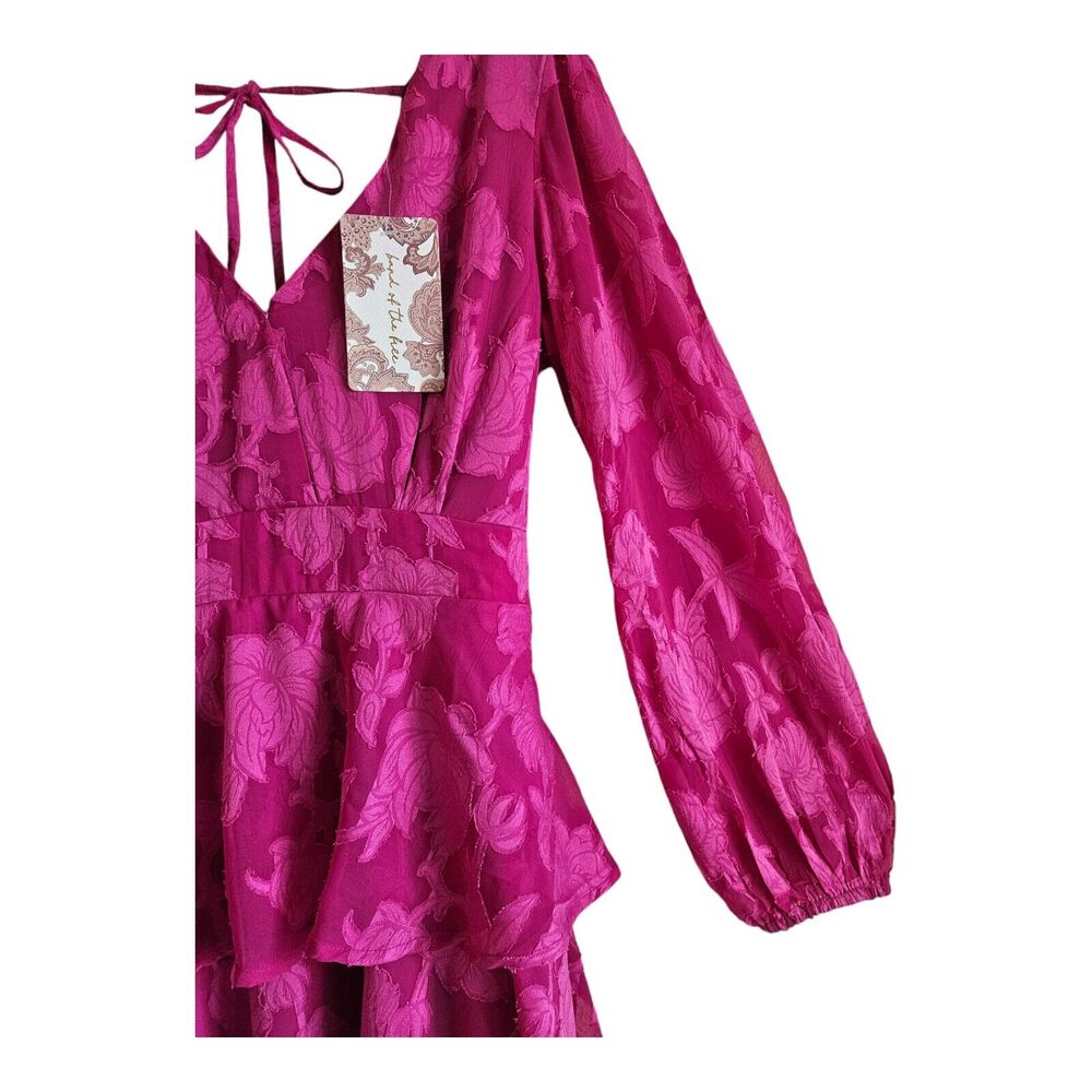 BAND OF THE FREE GYPSIES Women's M Mini Dress Kiss Me Fuchsia Fit & Flare Lined - Picture 5 of 11